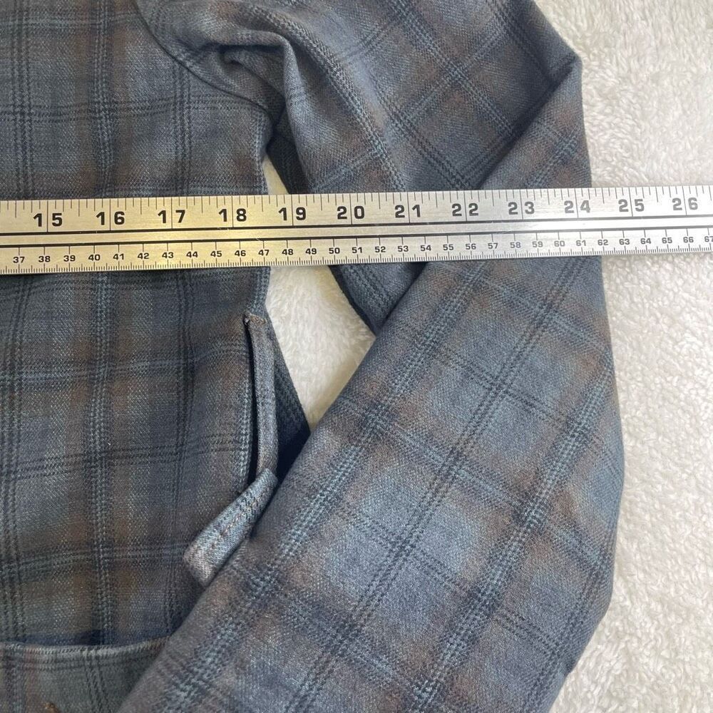 Large Forever 21 Peacoat Navy Tartan Plaid Pea Coat Double Breasted - Picture 6 of 10